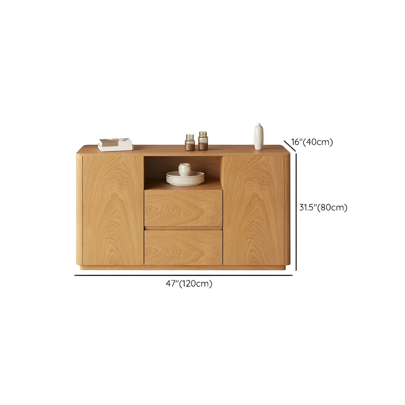 Scandinavian Brown Wooden Sideboard with Open Storage Image - 12 | homeyfad