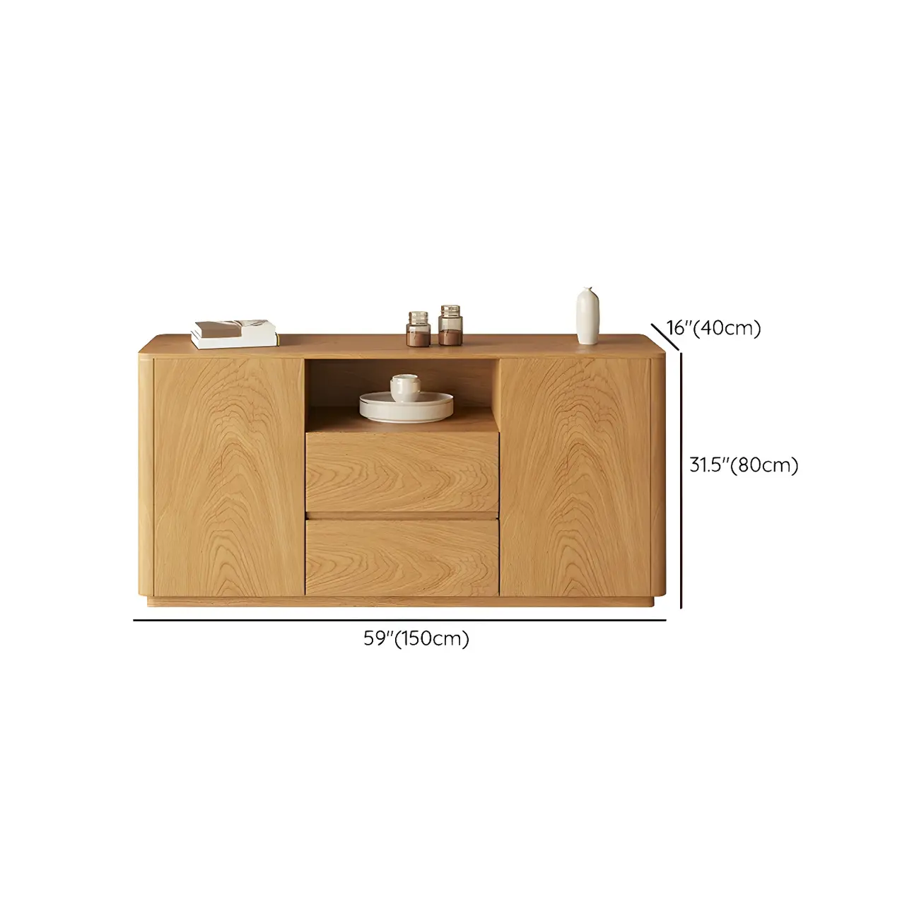 Scandinavian Brown Wooden Sideboard with Open Storage Image - 13 | homeyfad