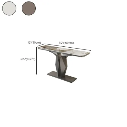 Modern Rectangular Wooden Console Table with	Pedestal Base Image - 17