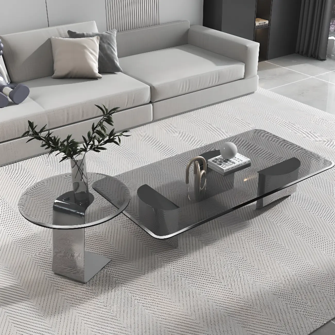 Modern Glass Black Rectangular Coffee Table with Simple Style Image - 2 | homeyfad