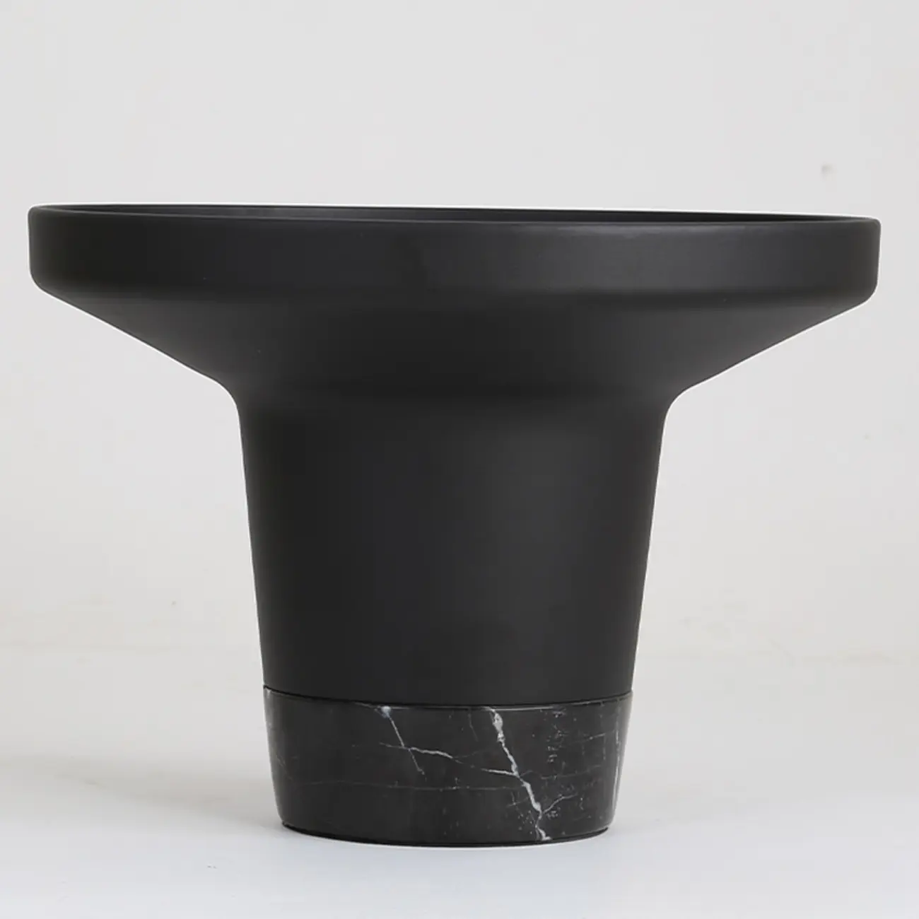 Modern Small Black Round Coffee Table with Marble Base  Image - 4 | homeyfad