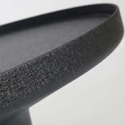 Modern Small Black Round Coffee Table with Marble Base  Image - 8