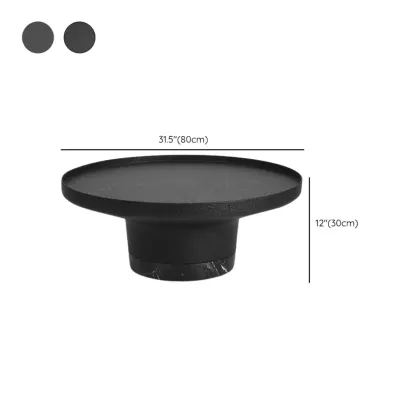Modern Small Black Round Coffee Table with Marble Base  Image - 10