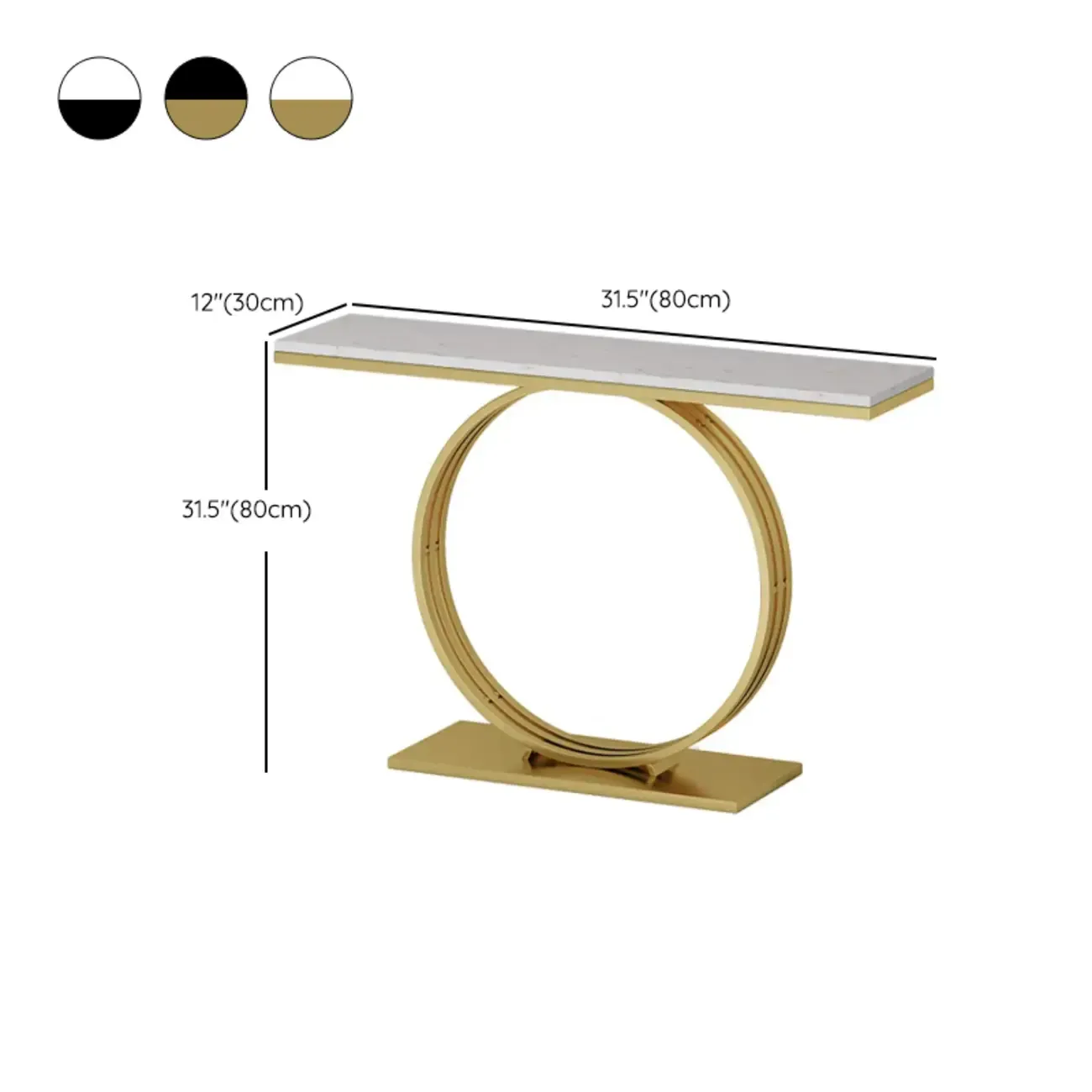Faux Marble Console Table Black Geometric Base #size
