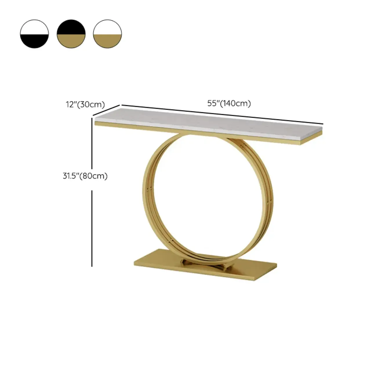 Faux Marble Console Table Black Geometric Base Image - 14