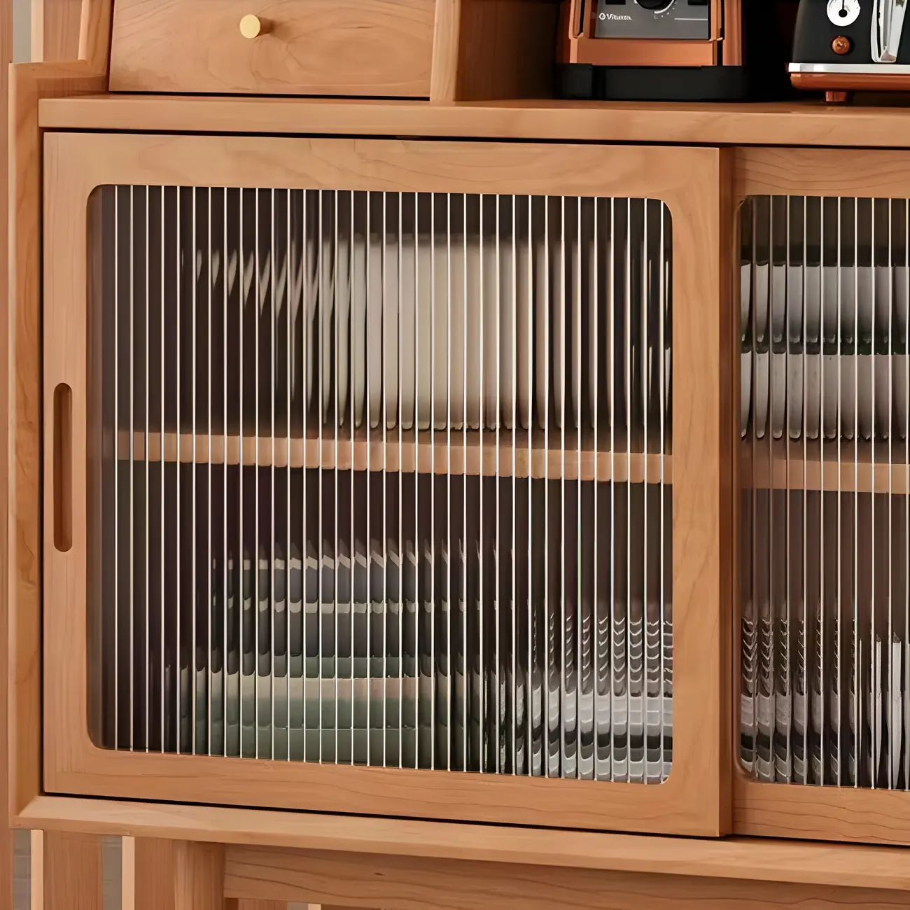 Scandinavian Natural Wood Sideboard with Shelf & Drawer Image - 10 | homeyfad