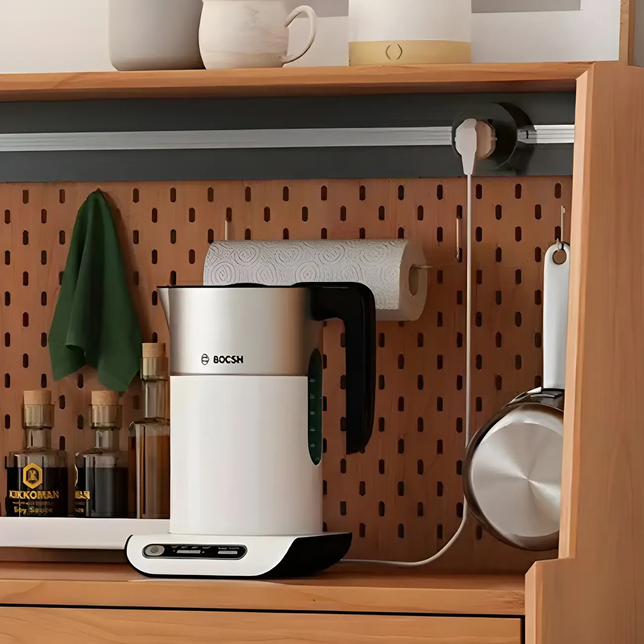 Scandinavian Natural Wood Sideboard with Shelf & Drawer Image - 12 | homeyfad