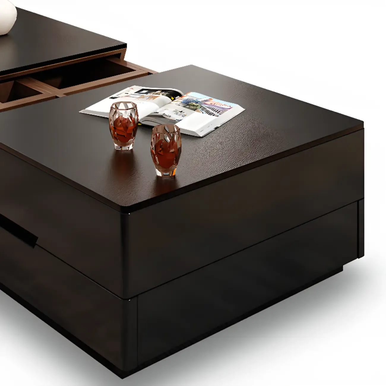 Modern Wood Lift-Top Coffee Table Cabinet, Rectangular Design  Image - 11