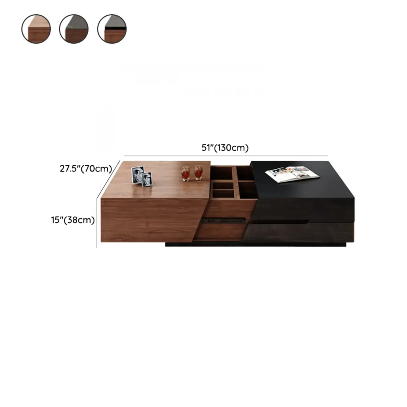 Modern Wood Lift-Top Coffee Table Cabinet, Rectangular Design  #size | homeyfad