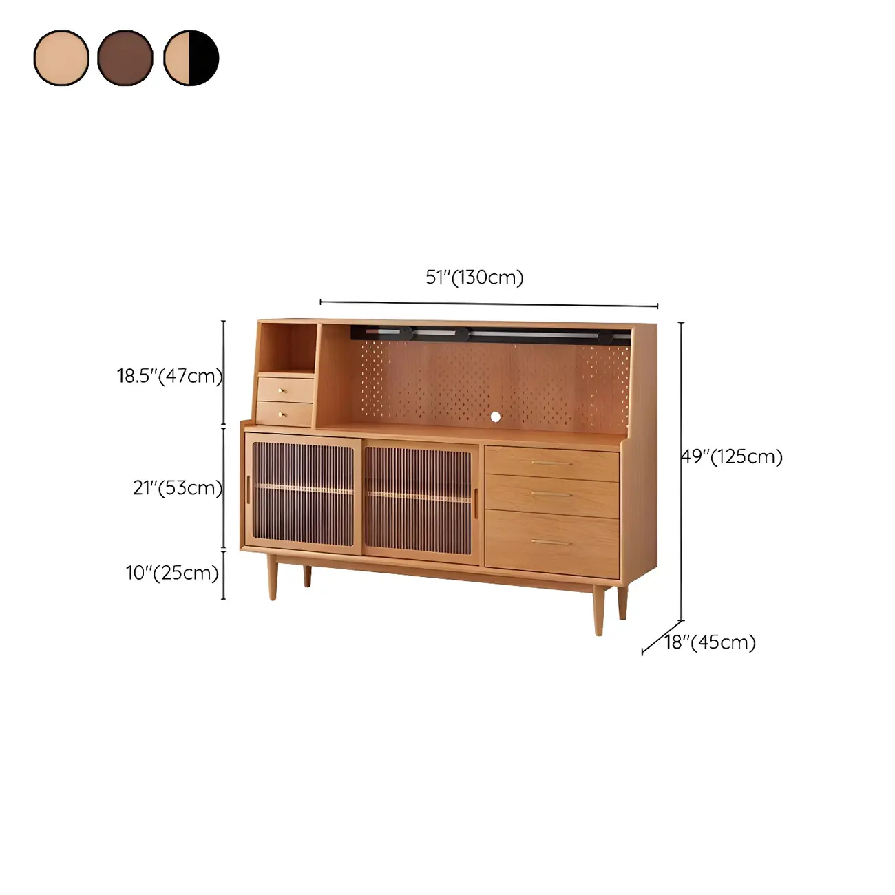 Scandinavian Natural Wood Sideboard with Shelf & Drawer Image - 16 | homeyfad