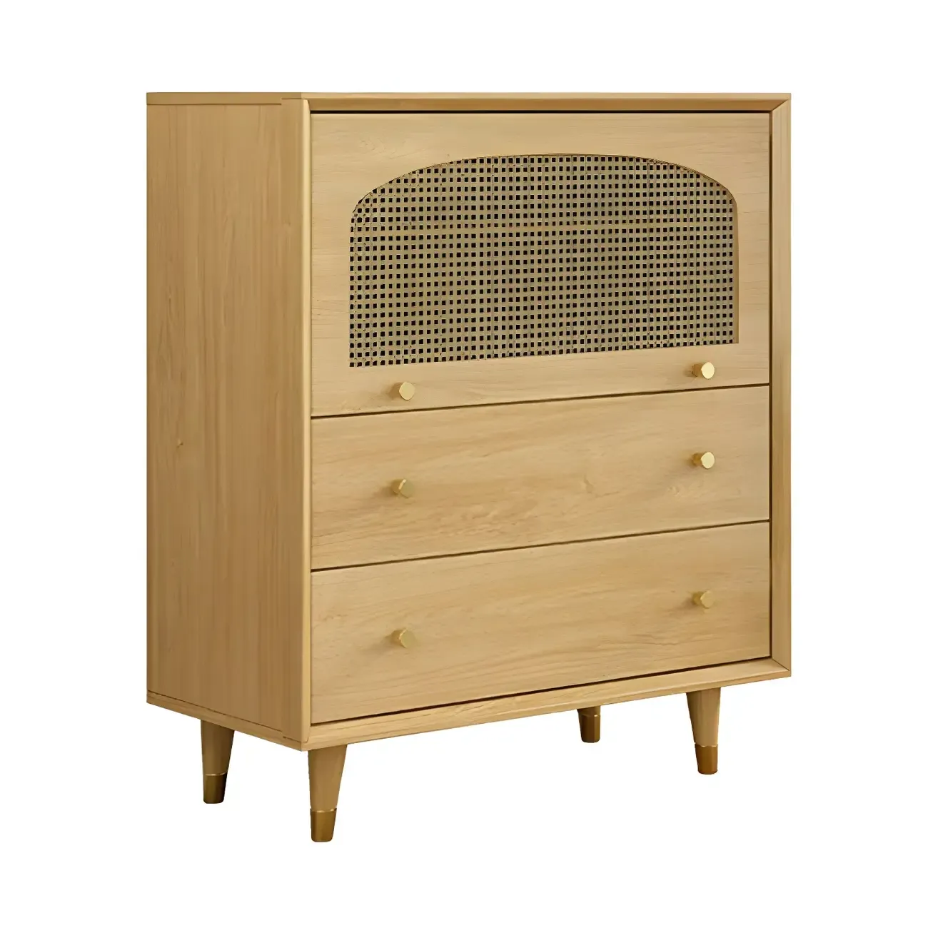 Oriental Wooden Sideboard with Drawers in Brown Image - 2