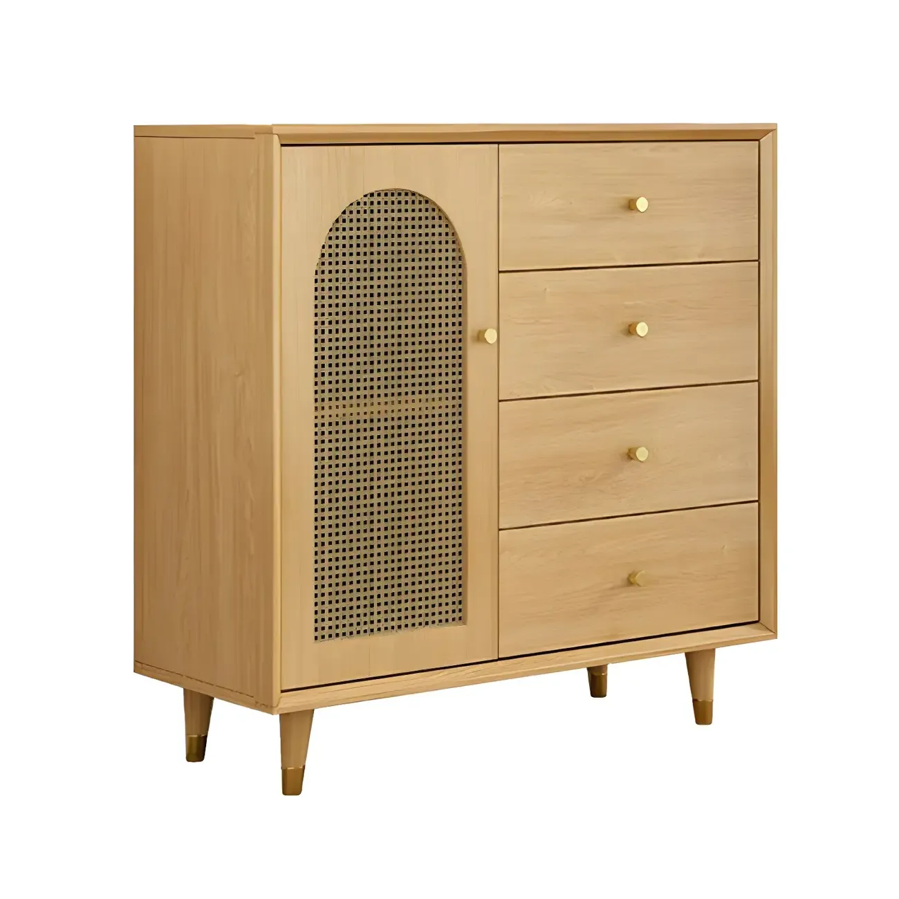 Oriental Wooden Sideboard with Drawers in Brown Image - 3