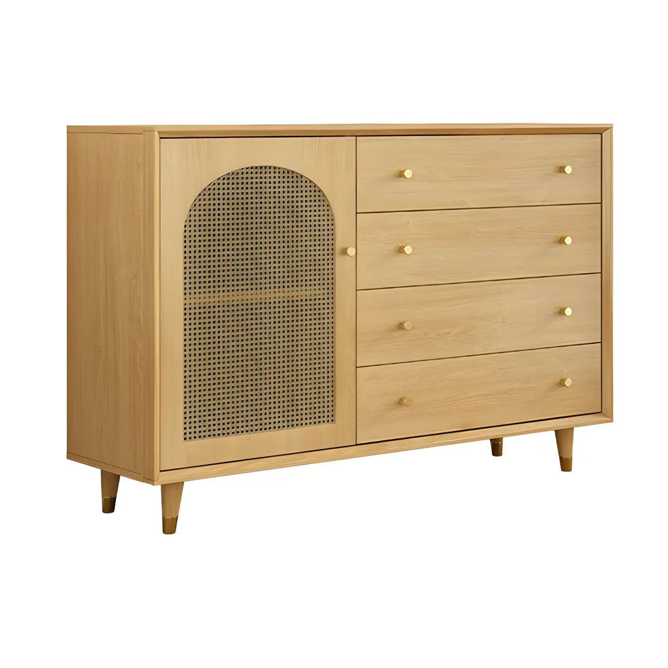 Oriental Wooden Sideboard with Drawers in Brown Image - 7 | homeyfad