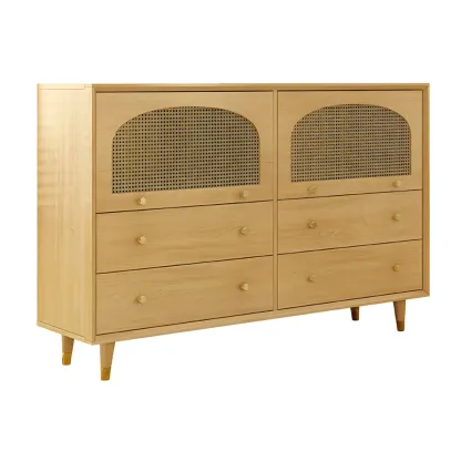 Oriental Wooden Sideboard with Drawers in Brown Image - 9