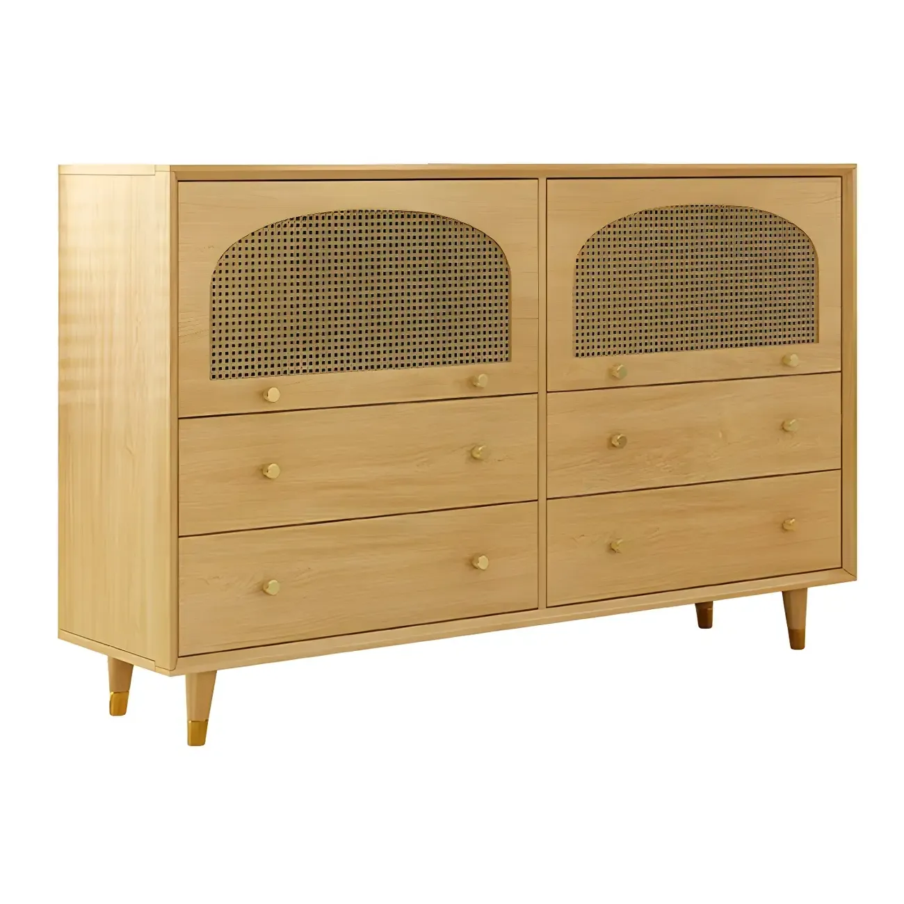 Oriental Wooden Sideboard with Drawers in Brown Image - 11