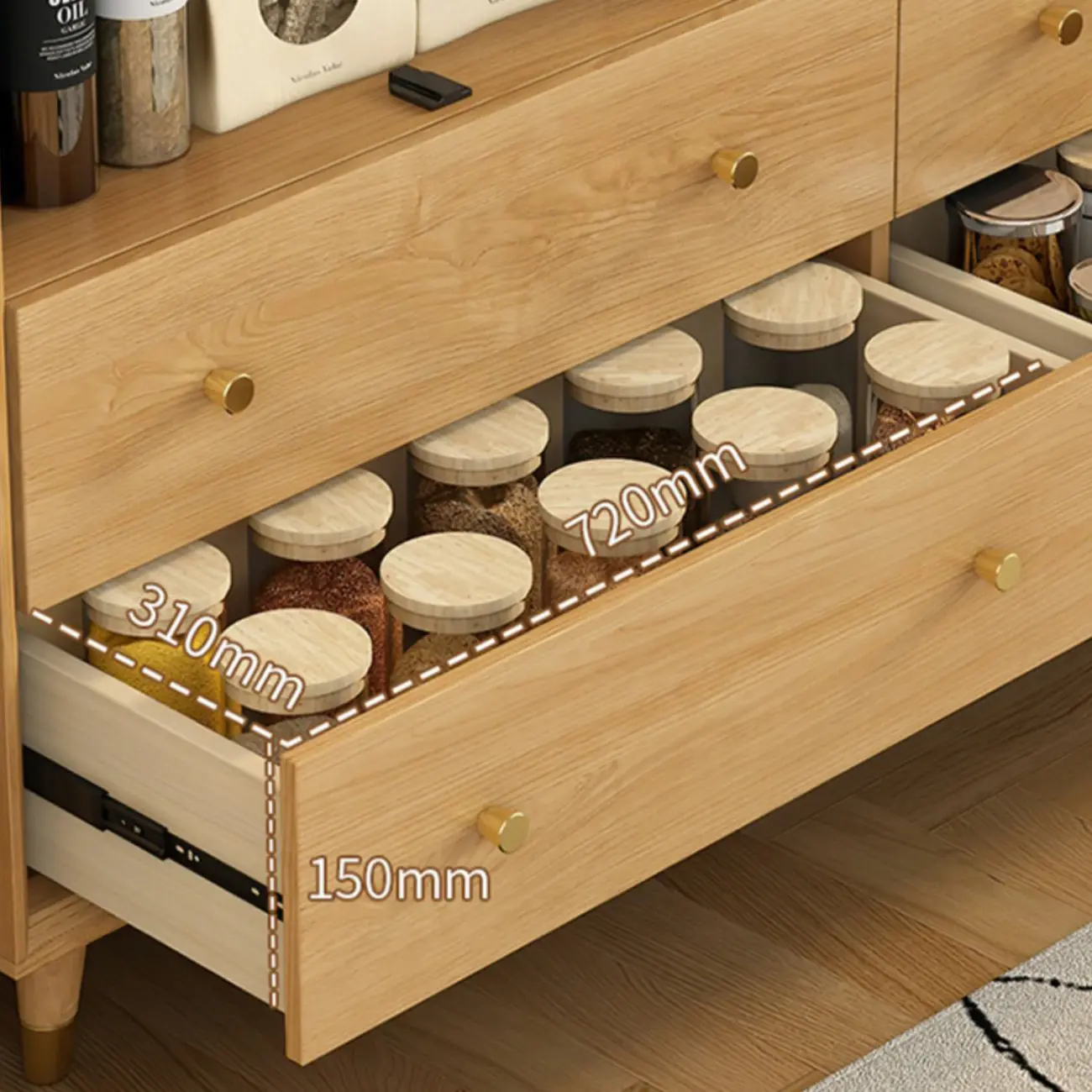 Oriental Wooden Sideboard with Drawers in Brown Image - 13 | homeyfad