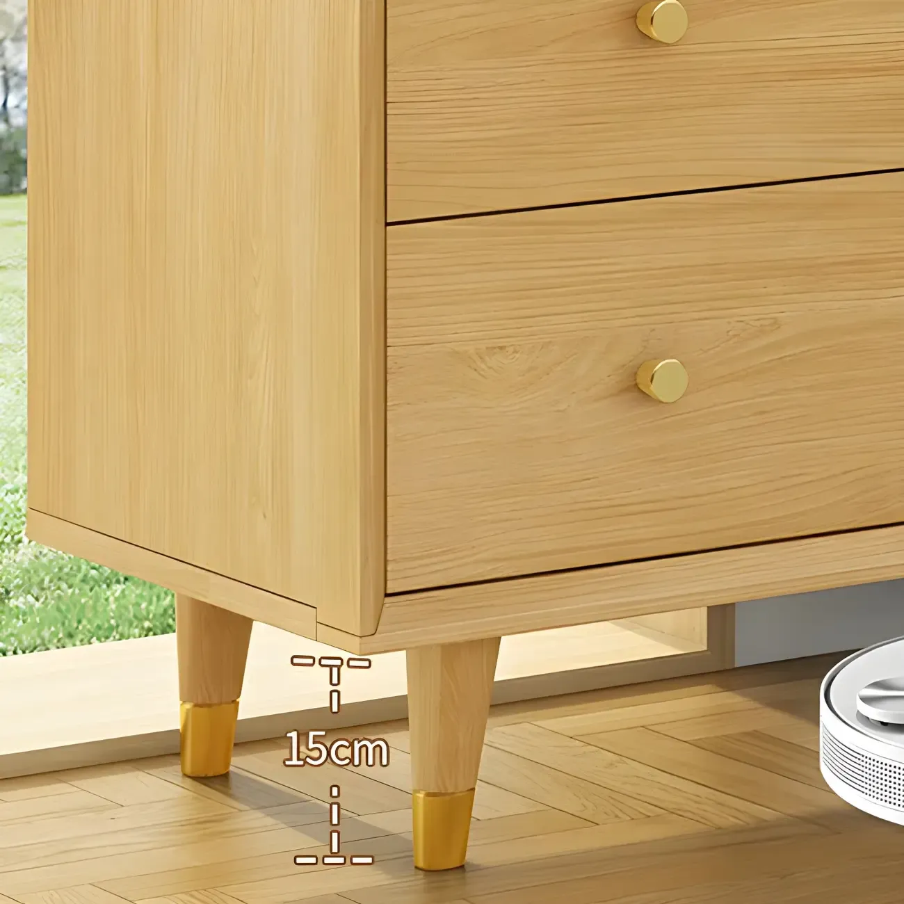 Oriental Wooden Sideboard with Drawers in Brown Image - 14