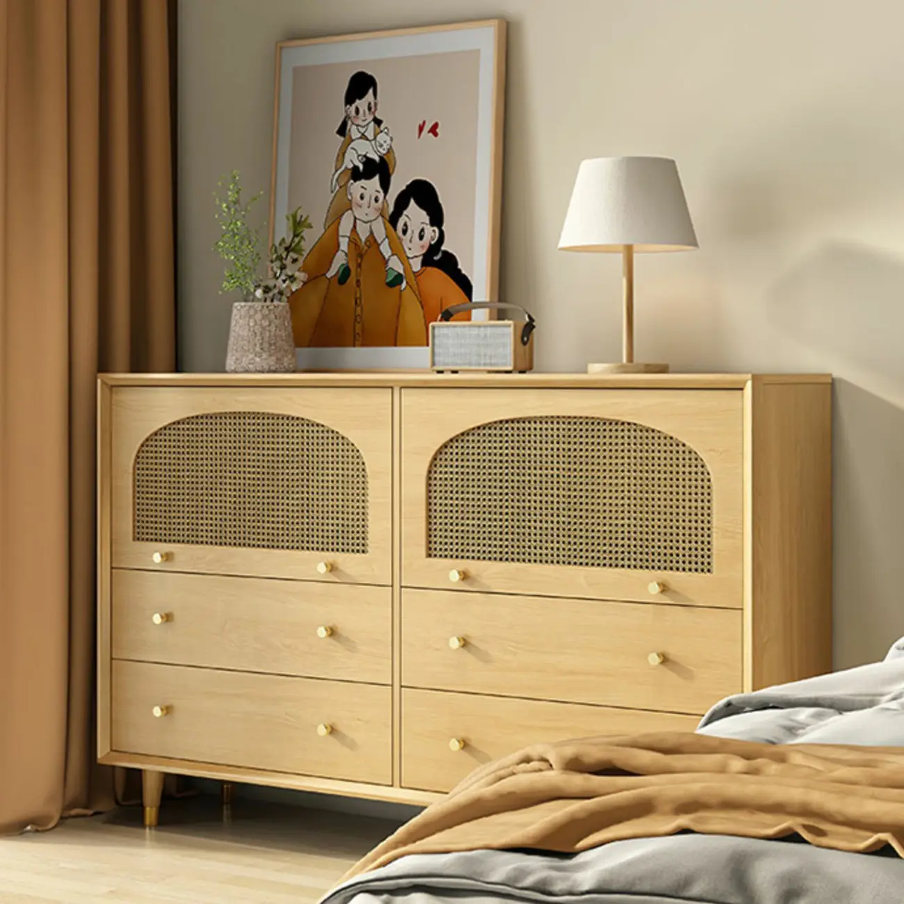 Oriental Wooden Sideboard with Drawers in Brown Image - 17 | homeyfad