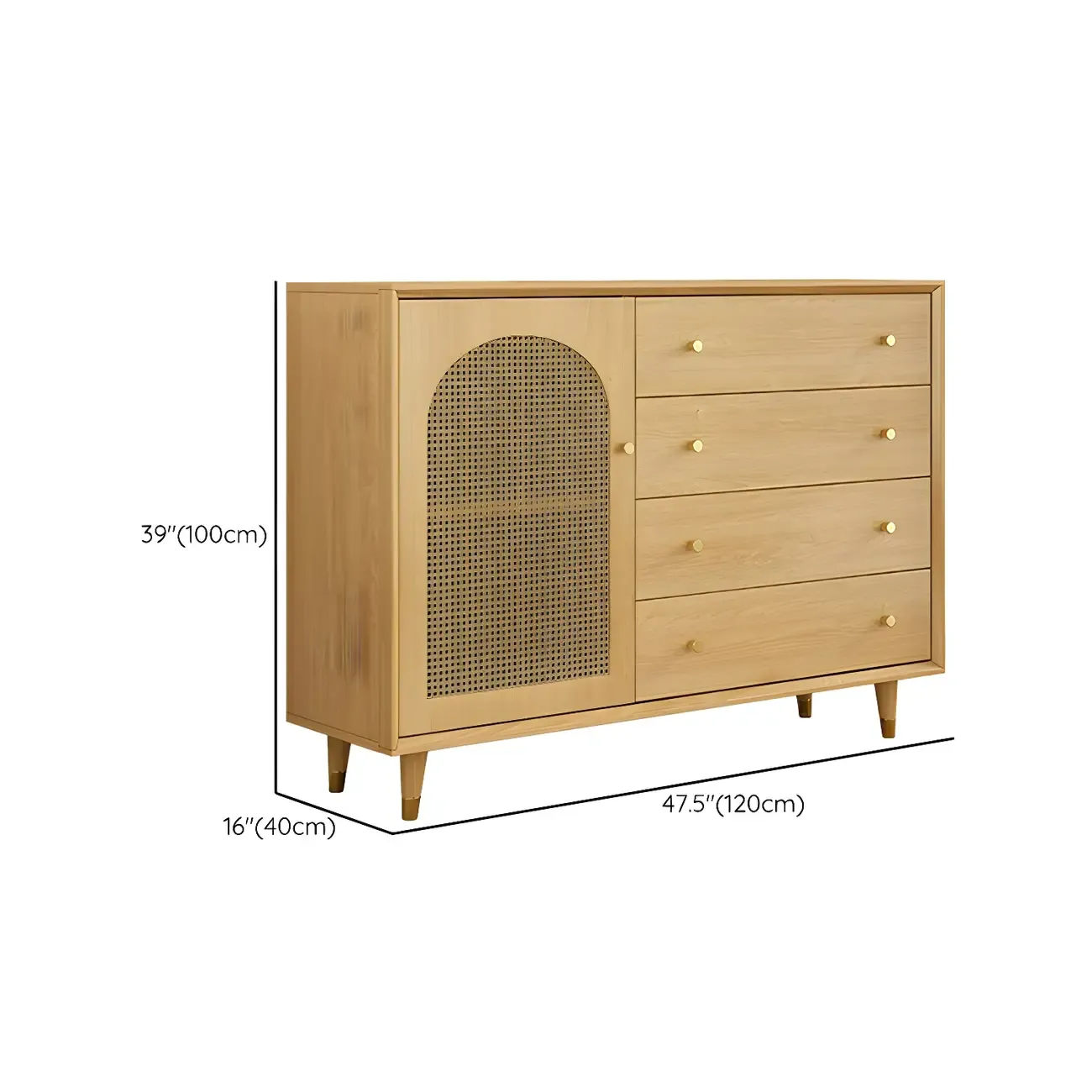 Oriental Wooden Sideboard with Drawers in Brown Image - 19