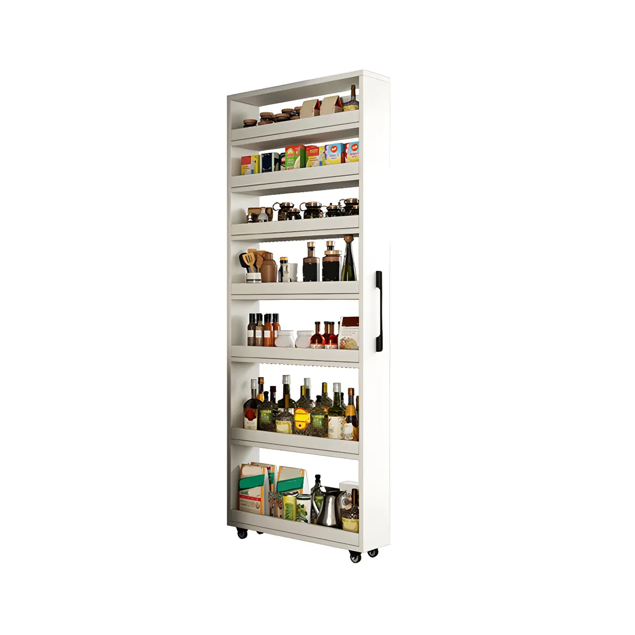 Modern Wooden Buffet Table with Open Shelves and Caster Image - 8 | homeyfad