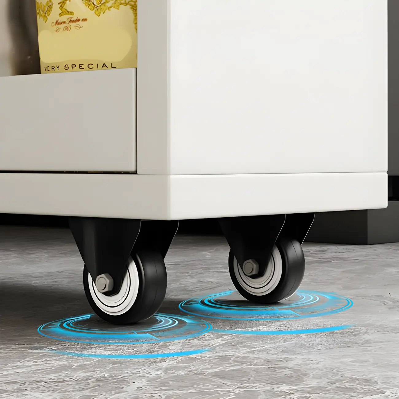 Modern Wooden Buffet Table with Open Shelves and Caster Image - 9 | homeyfad