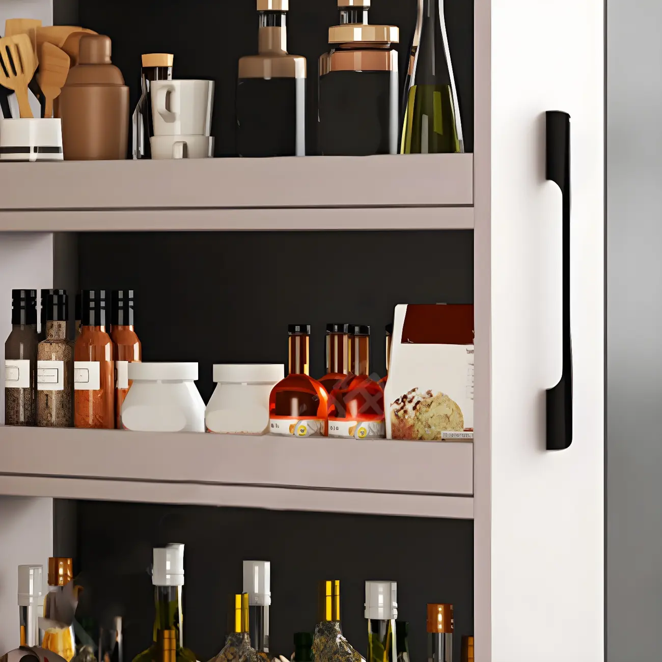 Modern Wooden Buffet Table with Open Shelves and Caster Image - 10 | homeyfad