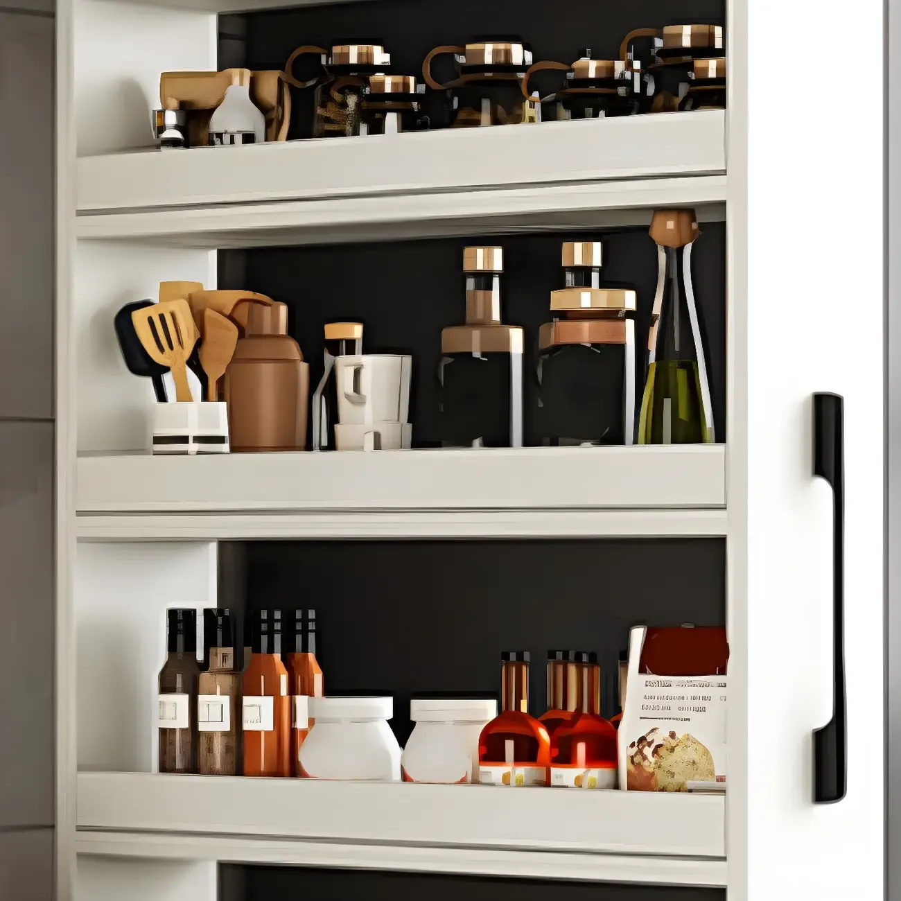 Modern Wooden Buffet Table with Open Shelves and Caster Image - 11