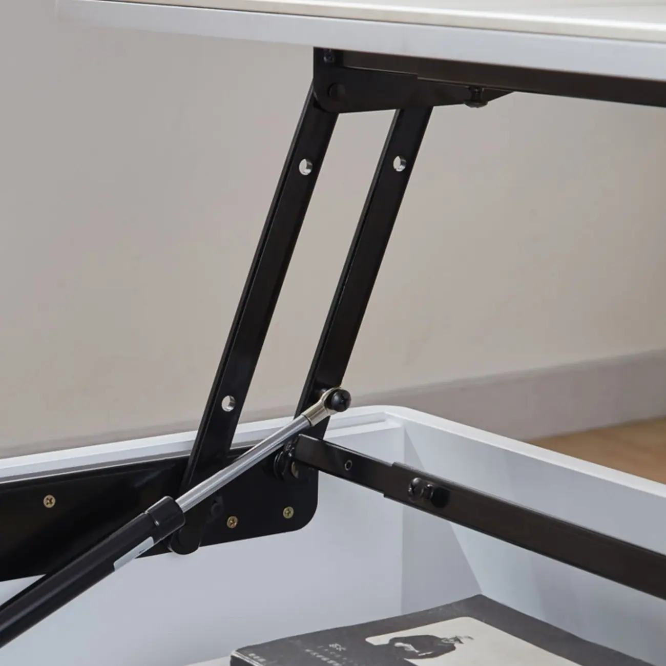 4-Legs Modern Wood White Lift-top Coffee Table with Storage Image - 9 | homeyfad