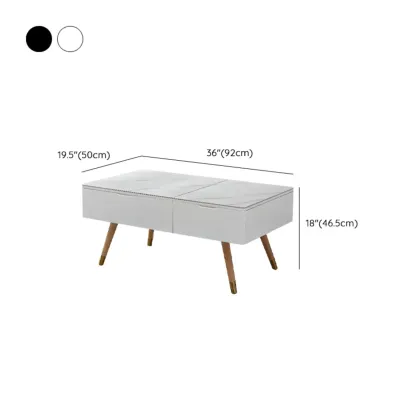 4-Legs Modern Wood White Lift-top Coffee Table with Storage #size