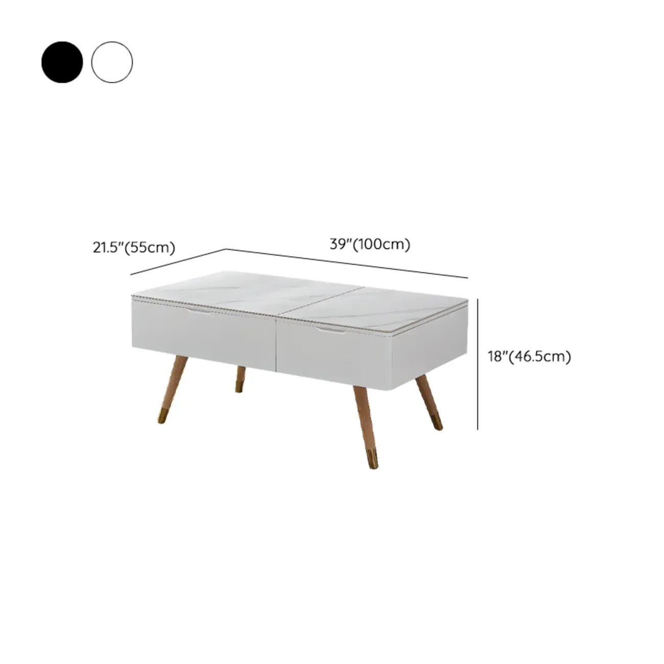 4-Legs Modern Wood White Lift-top Coffee Table with Storage Image - 12