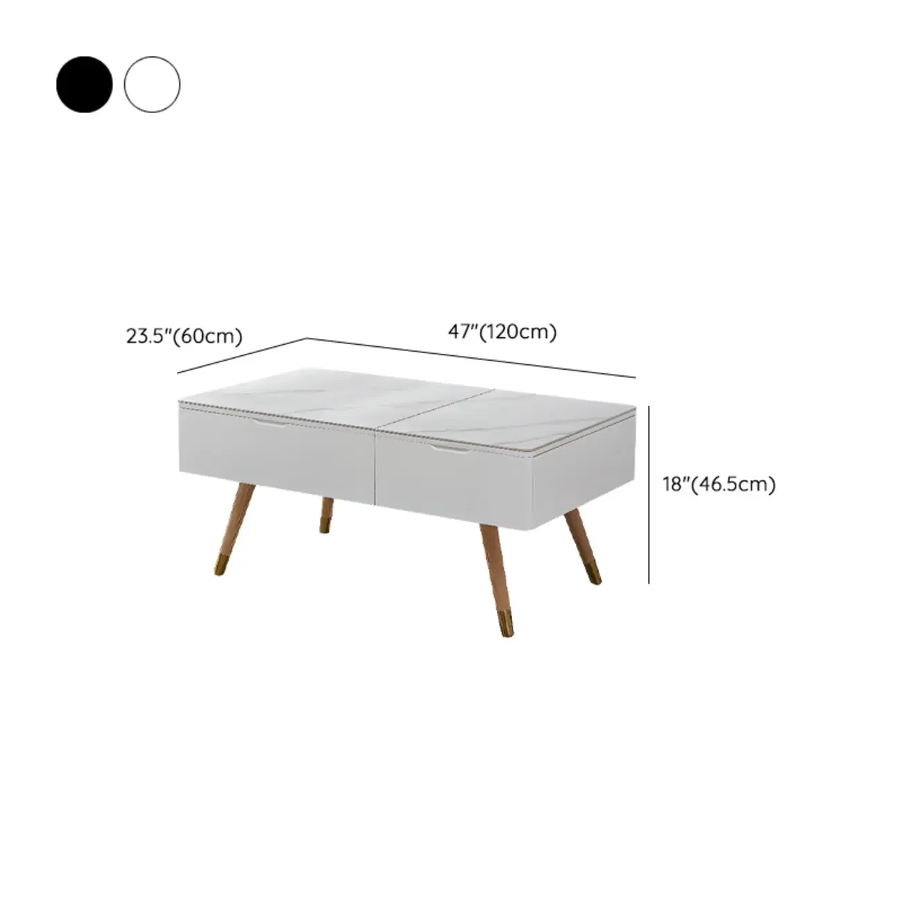 4-Legs Modern Wood White Lift-top Coffee Table with Storage Image - 13