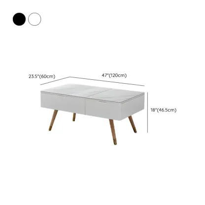4-Legs Modern Wood White Lift-top Coffee Table with Storage Image - 13