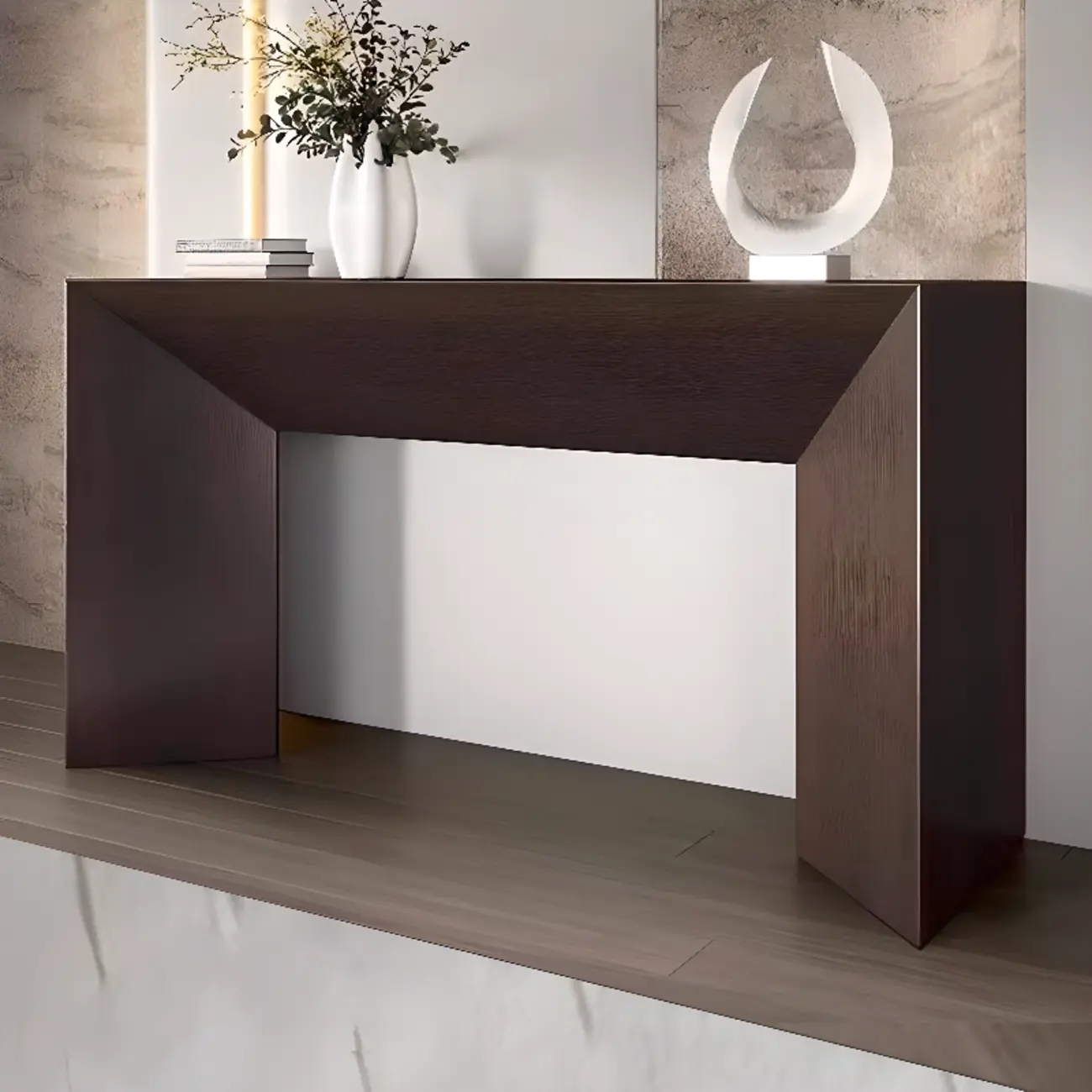 Modern Stone Top Wooden Base Console Table | HomeyFad Image - 4 | homeyfad
