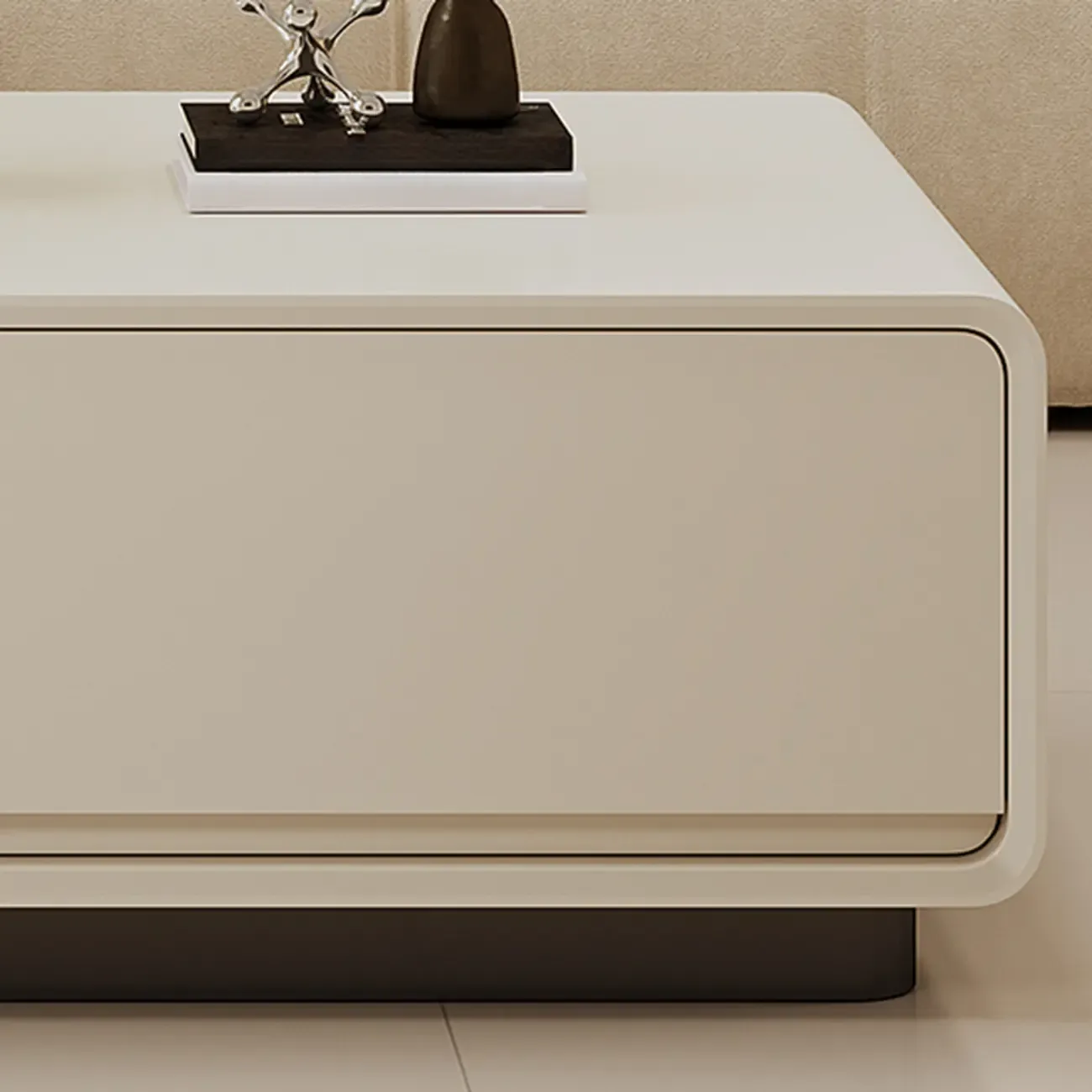 Chic Minimalist Rectangular White Coffee Table with 4 Drawers Image - 8