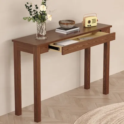 Modern Ash Wood Console Table with Drawer Image - 4
