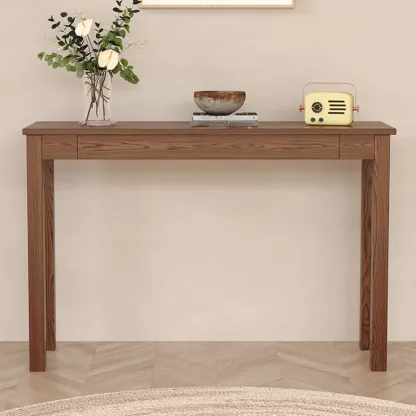 Modern Ash Wood Console Table with Drawer Image - 7