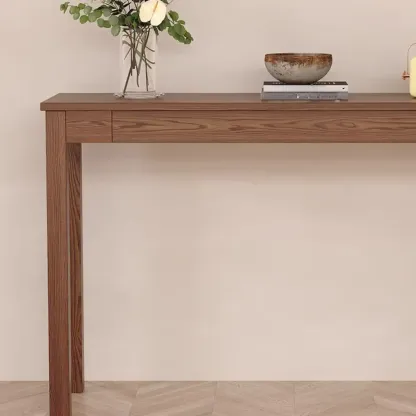 Modern Ash Wood Console Table with Drawer Image - 10