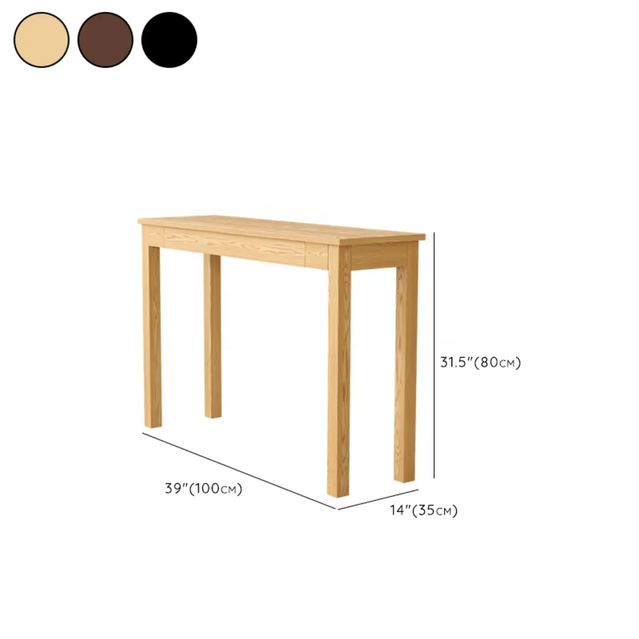 Modern Ash Wood Console Table with Drawer Image - 12