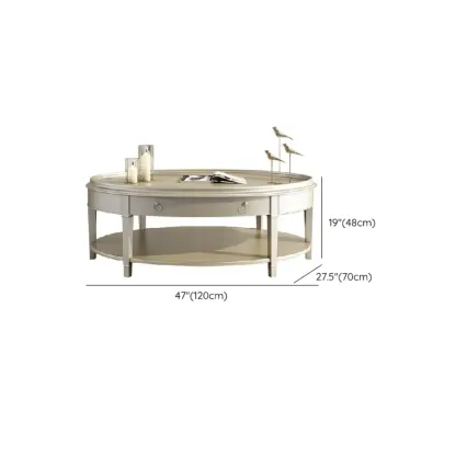 Luxury Oval Wood Coffee Table with Drawer for Living Room  #size