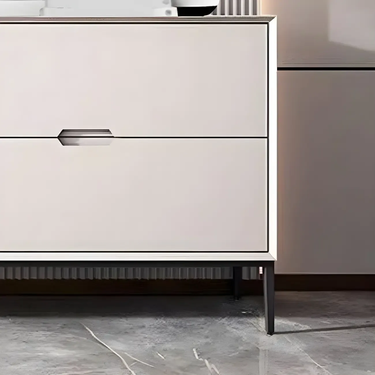 Glam Geometric Wooden Buffet Table with Storage Image - 7