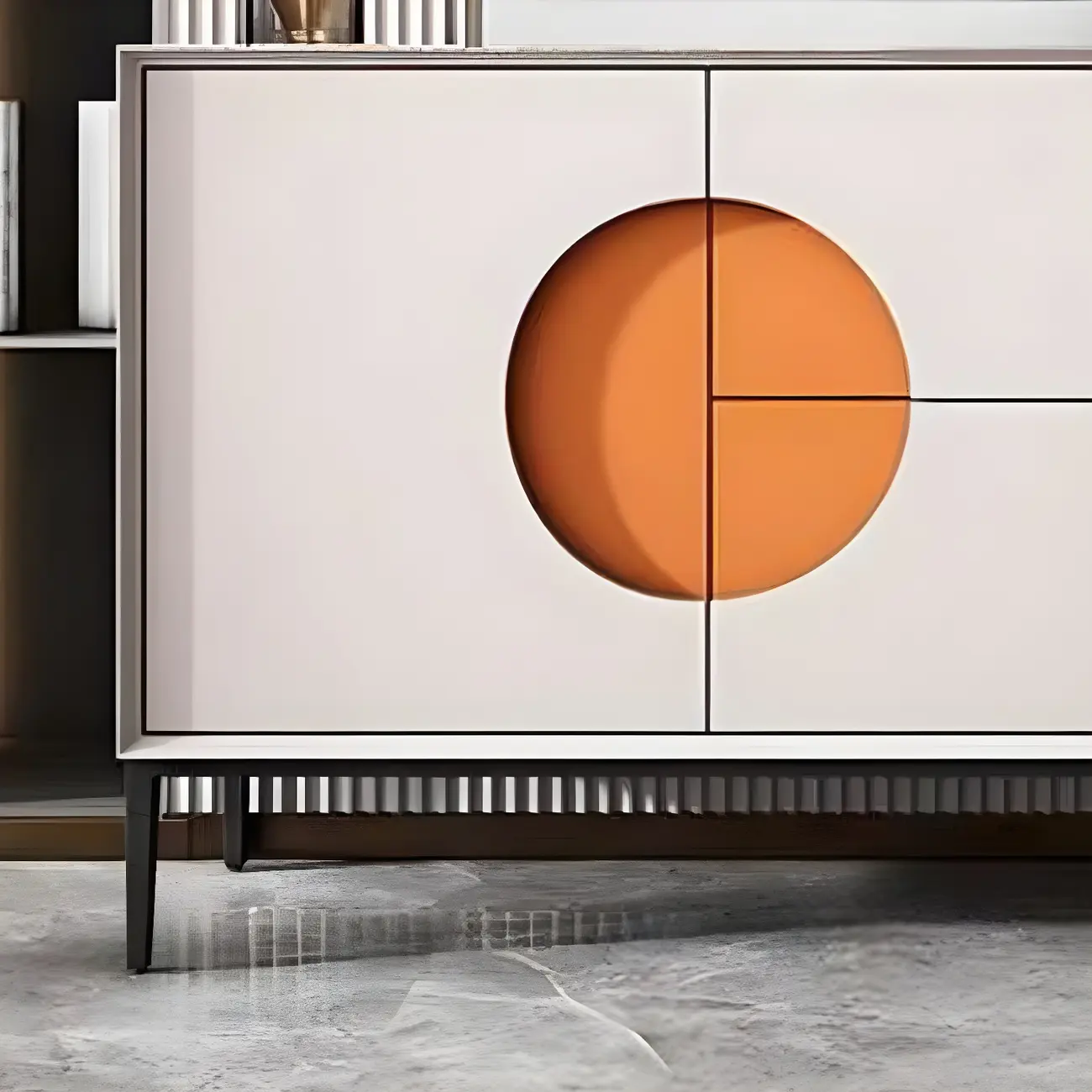 Glam Geometric Wooden Buffet Table with Storage Image - 8 | homeyfad