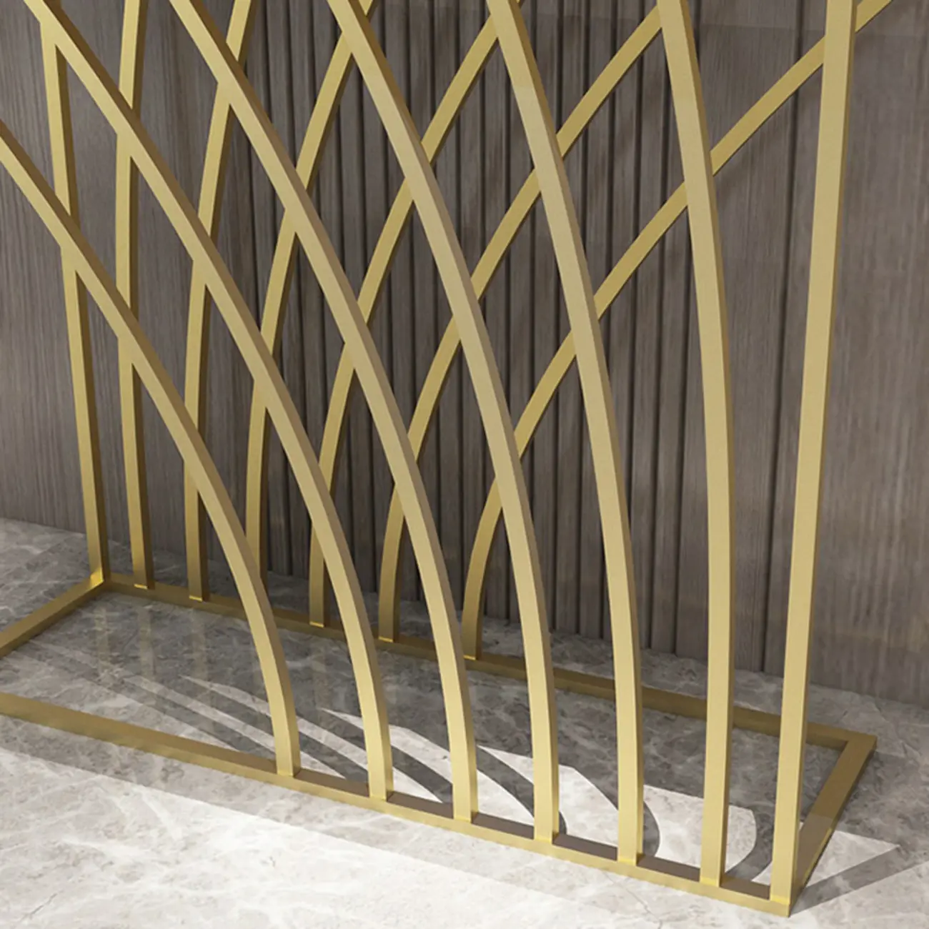Glam Rectangular Console Table with Metal Net Base Image - 11 | homeyfad