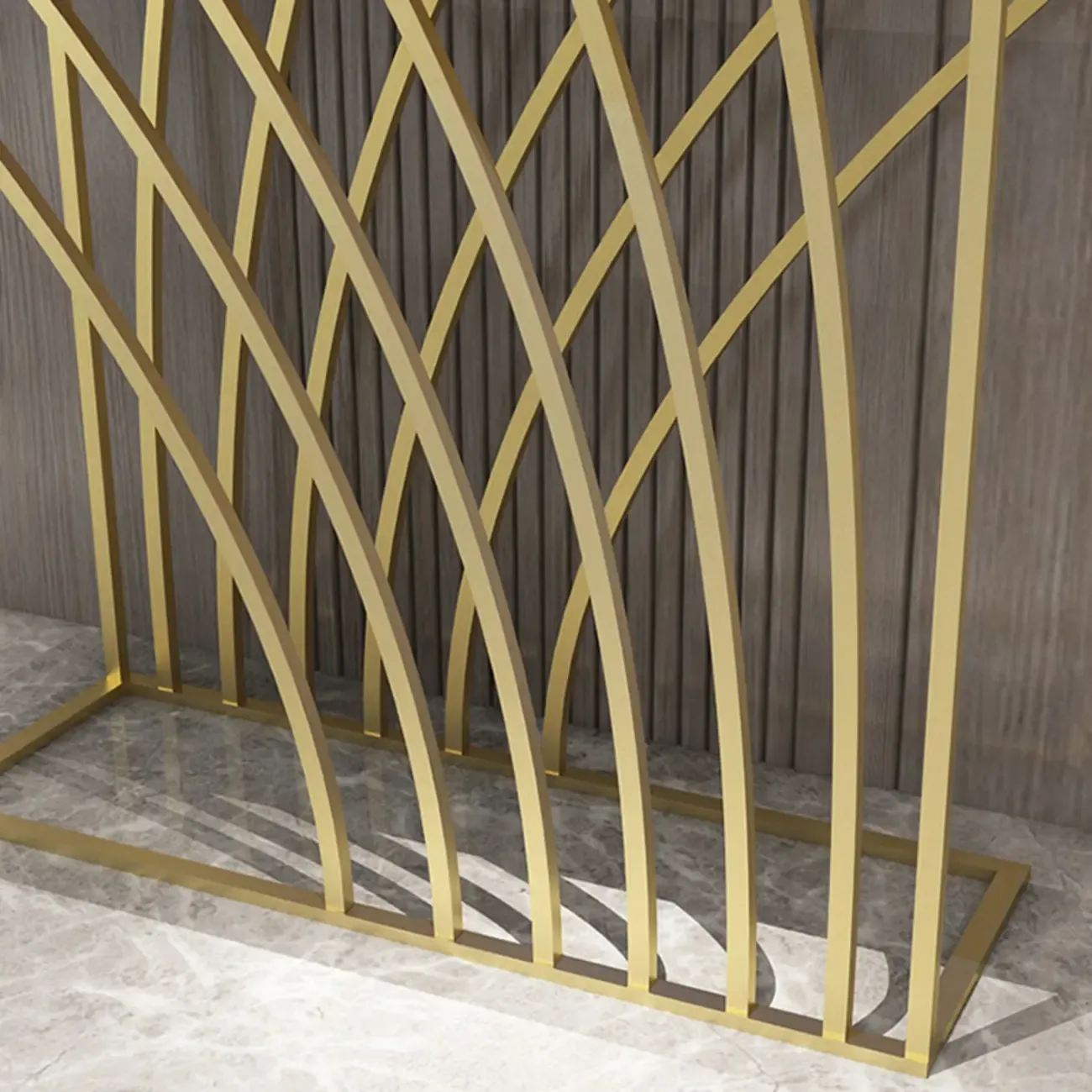 Glam Rectangular Console Table with Metal Net Base Image - 11