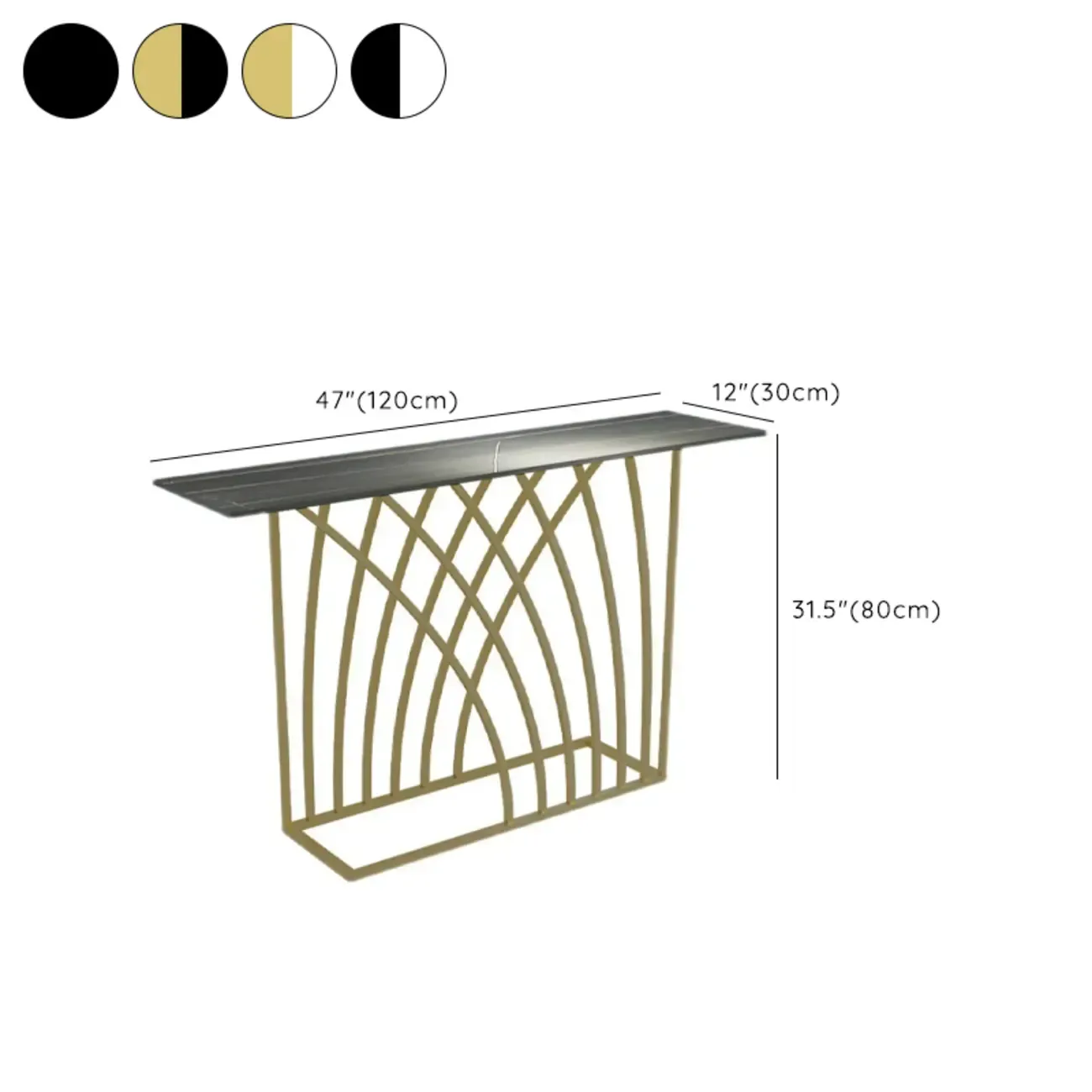 Glam Rectangular Console Table with Metal Net Base Image - 14