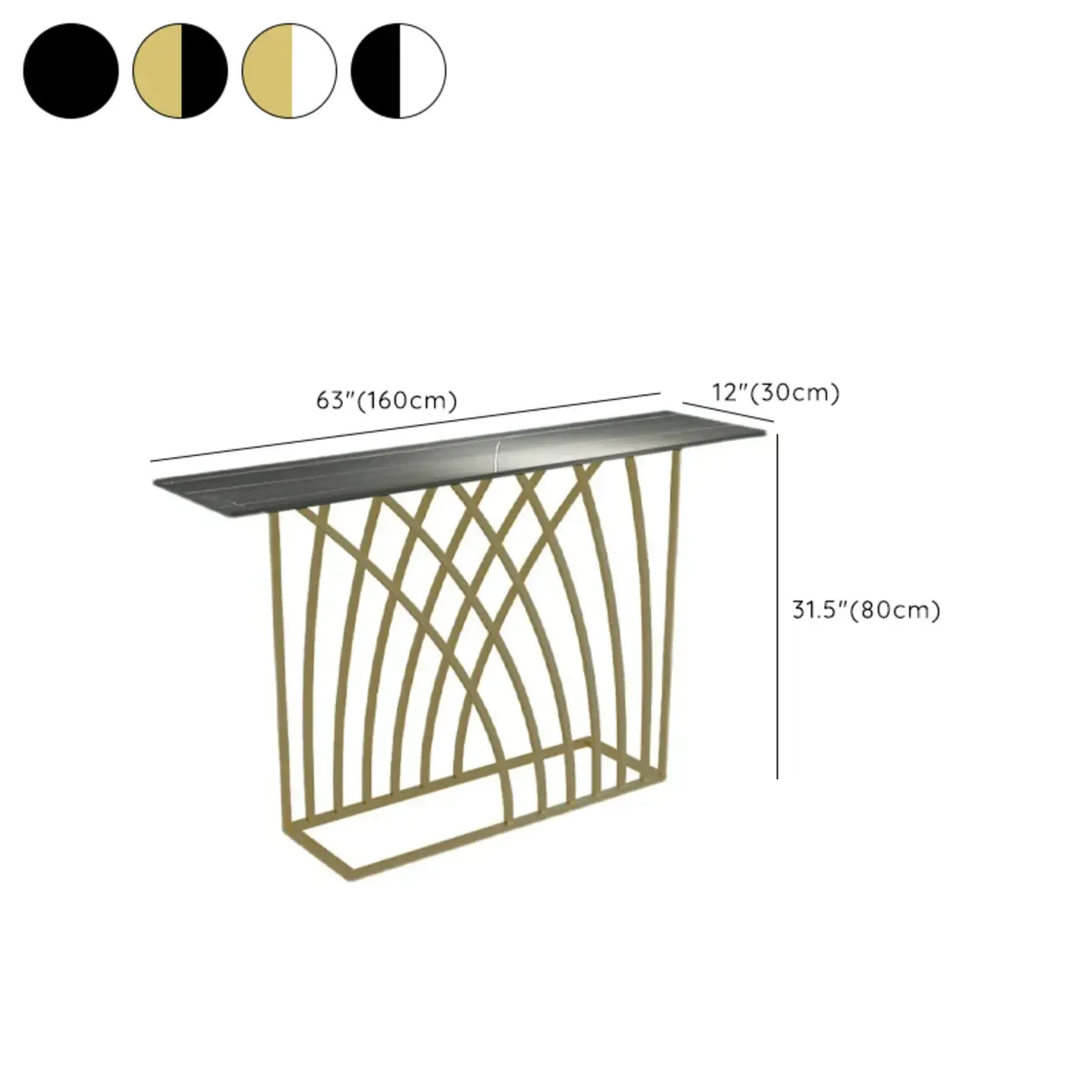 Glam Rectangular Console Table with Metal Net Base Image - 16