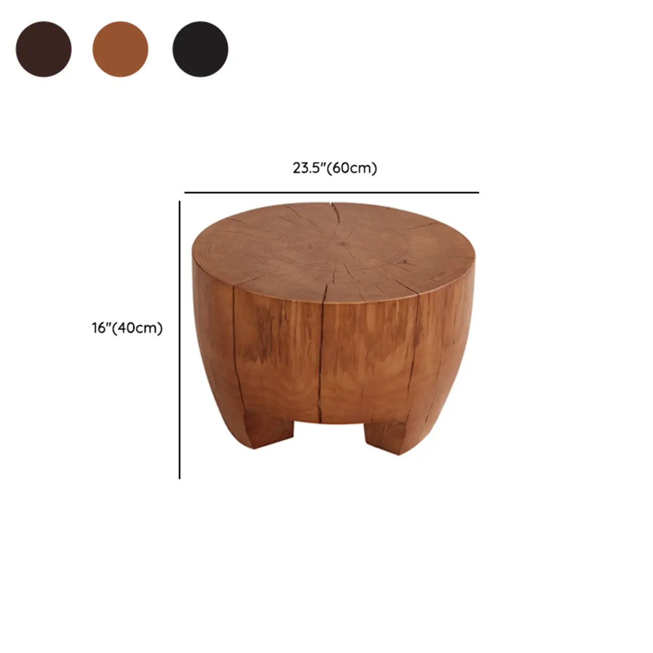 Rustic Solid Wooden Round Coffee Table with Natural Finish #size | homeyfad