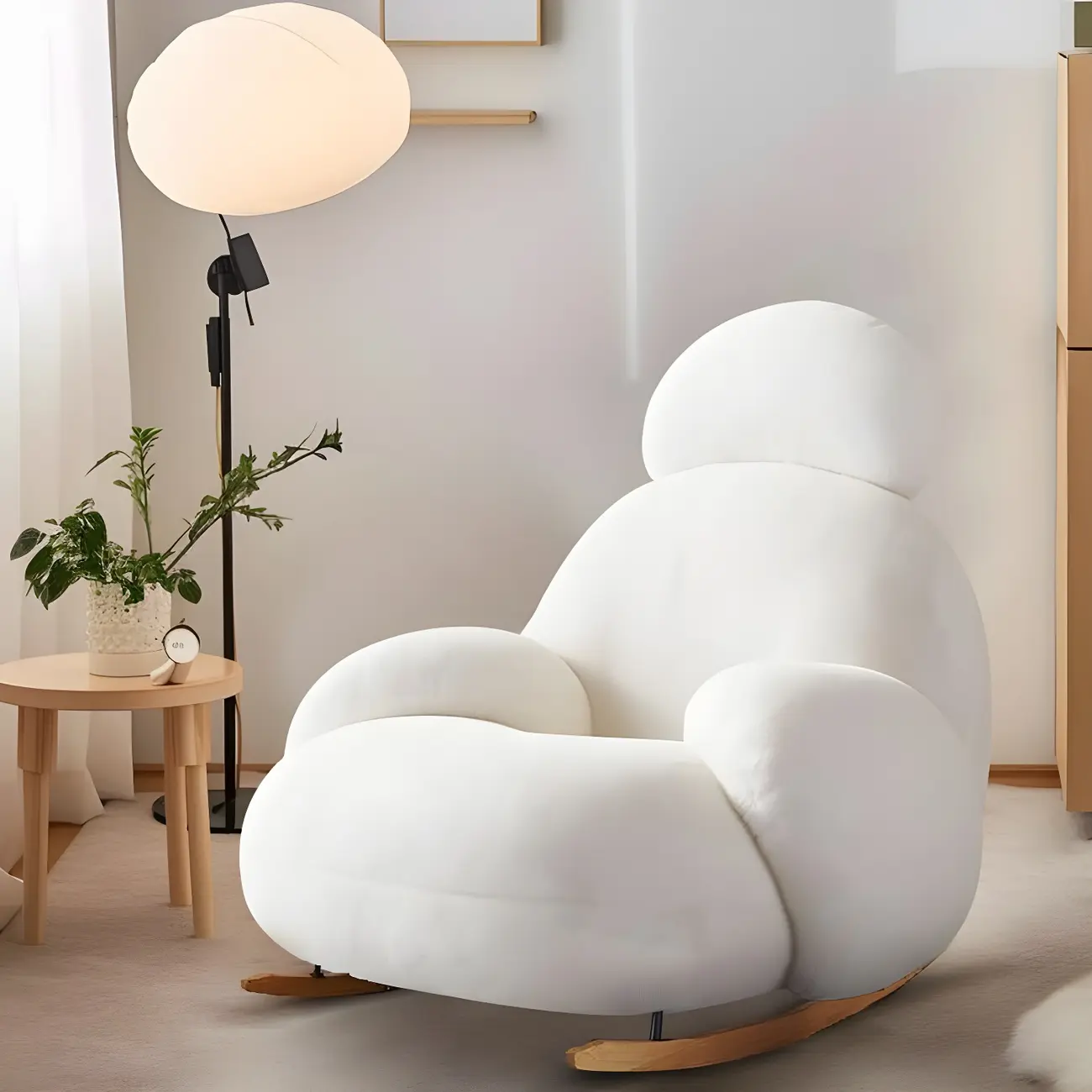 Modern Flannel Upholstered Rocking Chair for Living Room Image - 1 | homeyfad