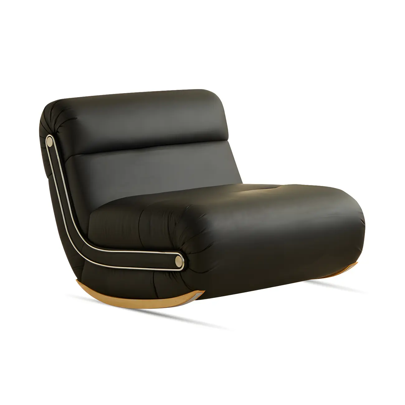 Modern Faux Leather Rocking Chair Scratch and Stain Resistant Image - 2 | homeyfad