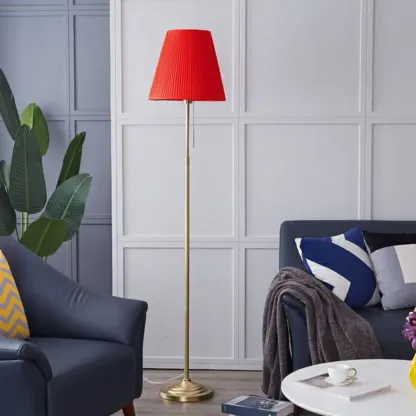 Modern Floor Lamp with Beige Fabric Lamp Shade for Living Room Image - 3