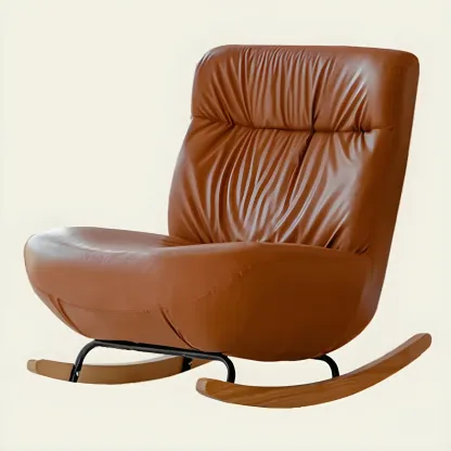 Faux Leather Upholstered Rocking Chair with Optional Ottoman Image - 2